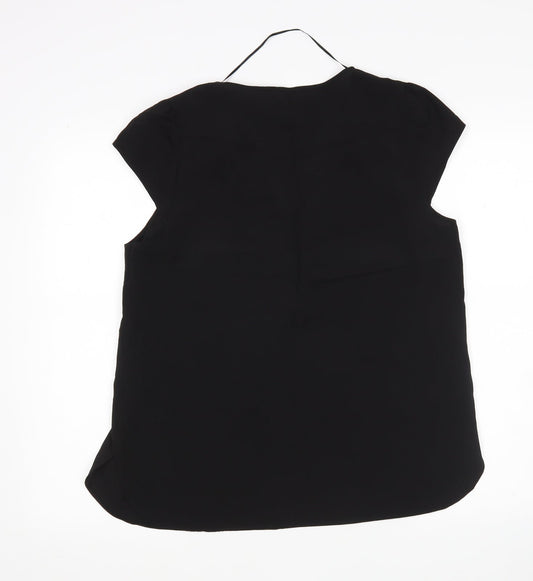 Atmosphere Womens Black Polyester Basic Blouse Size 14 V-Neck