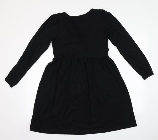 Boohoo Womens Black A-Line Size 10 Round Neck