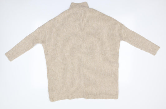 George Womens Beige Round Neck Acrylic Pullover Jumper Size S