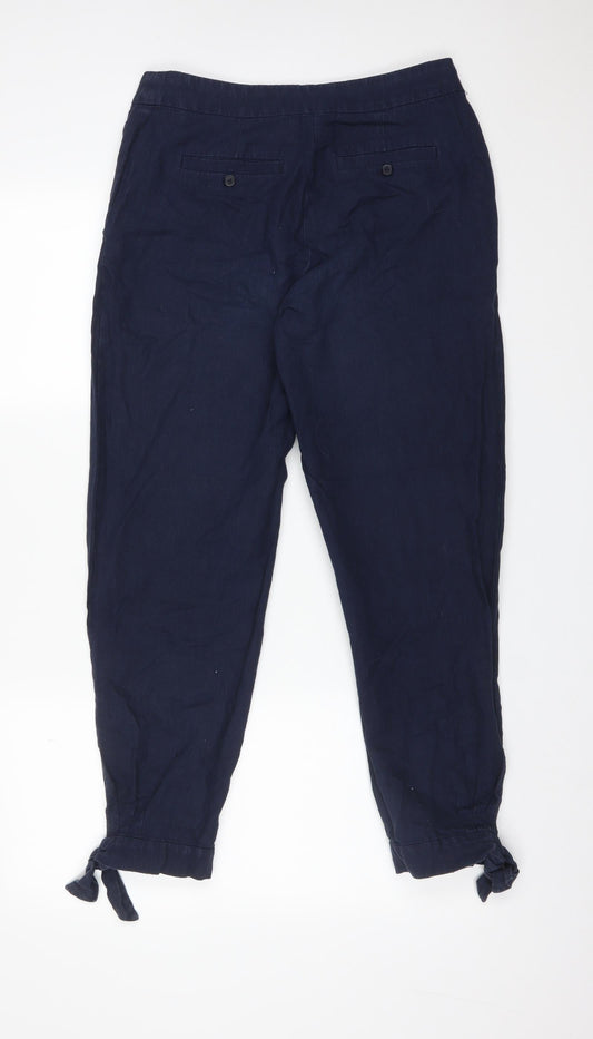LAURA ASHLEY Womens Blue Cotton Trousers Size 8 L28 in Regular