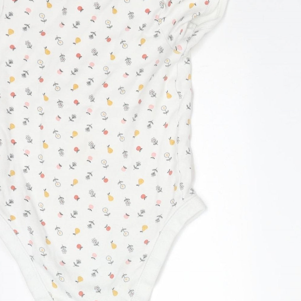 George Girls White Floral Cotton Bodysuit One-Piece Size 2-3 Years - APPLES AND PEARS