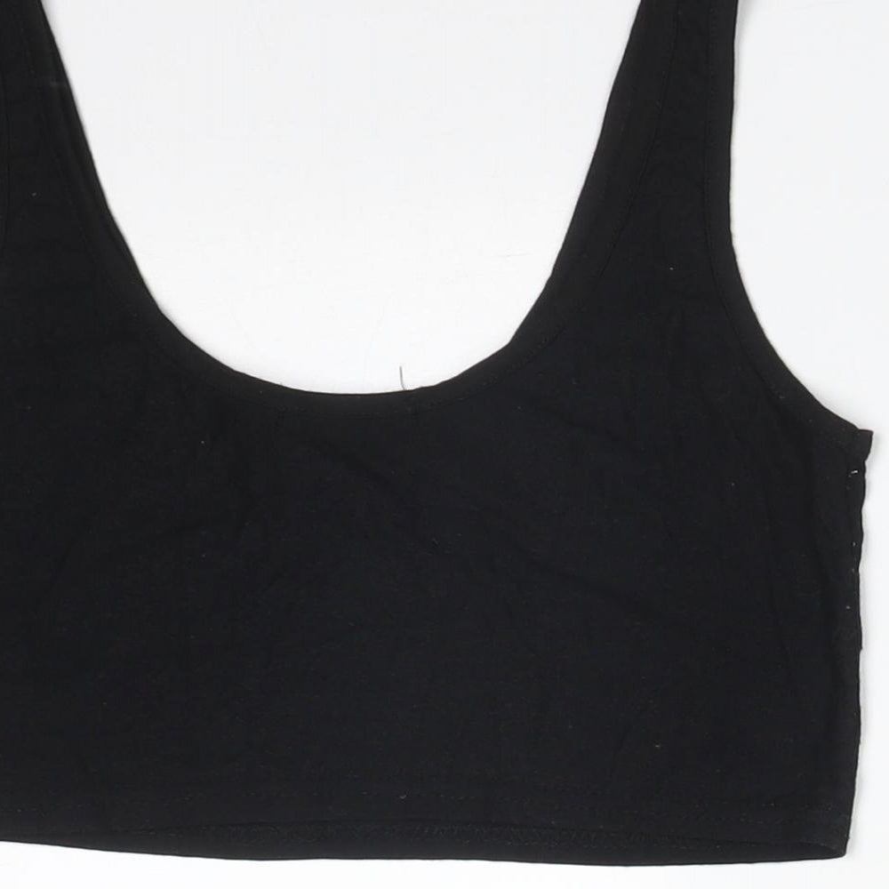 Womens UK Size 8 Missguided Black Cropped T-Shirt