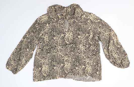 M&S Womens Brown Viscose Basic Blouse Size 18 Collared