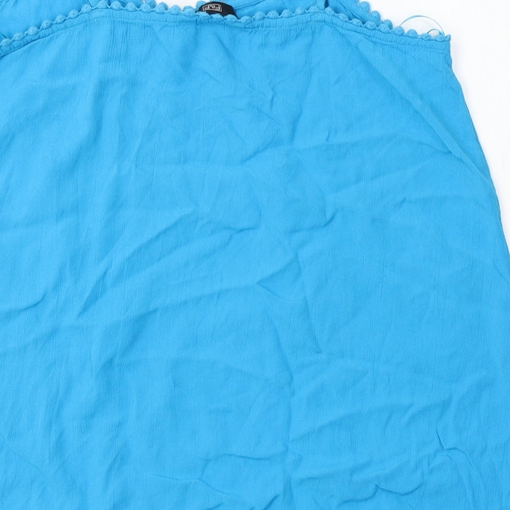 F&F Womens Blue Viscose Camisole Blouse Size 10 Round Neck