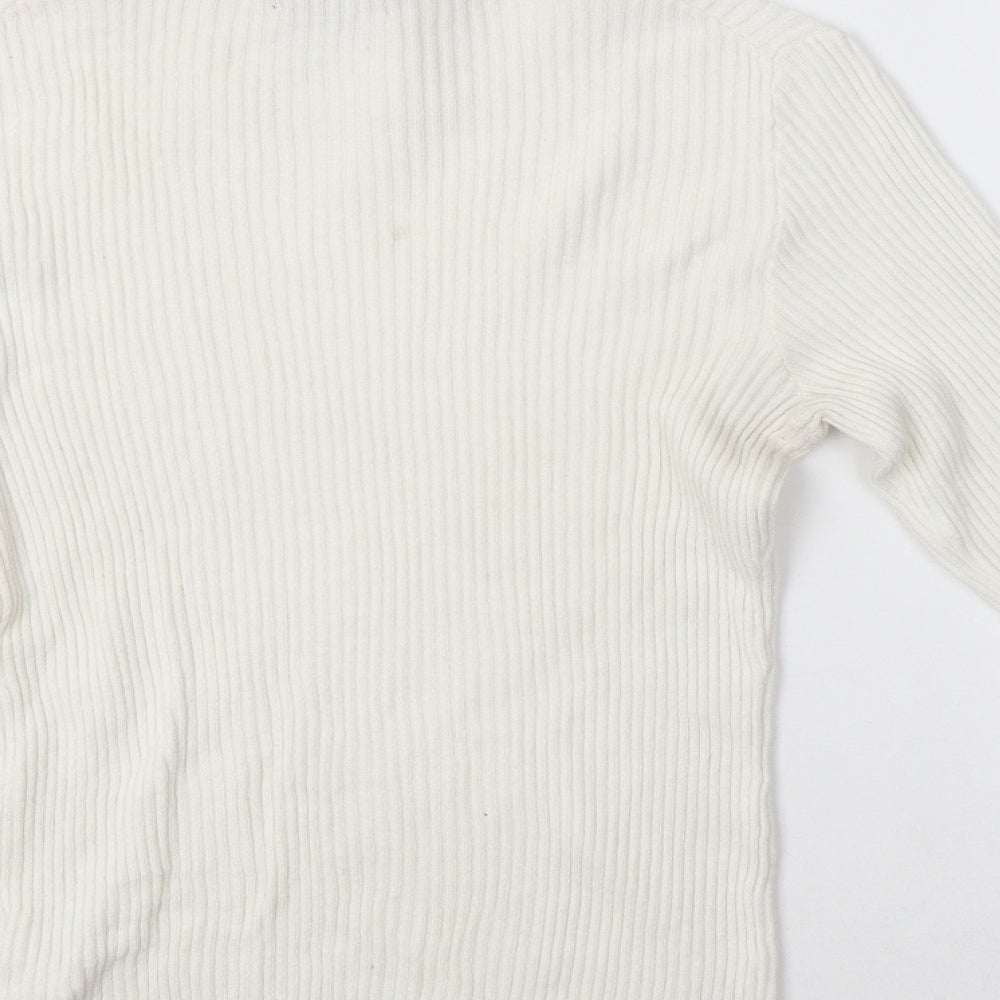 Primark Womens White Mock Neck Viscose Pullover Jumper Size L