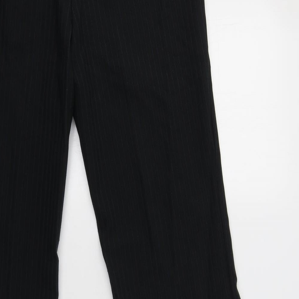 Primark Womens Black Striped Polyester Dress Pants Trousers Size 12 L32 in Regular
