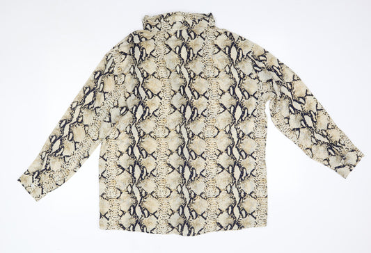 Boohoo Womens Multicoloured Polyester Basic Button-Up Size 12 Collared