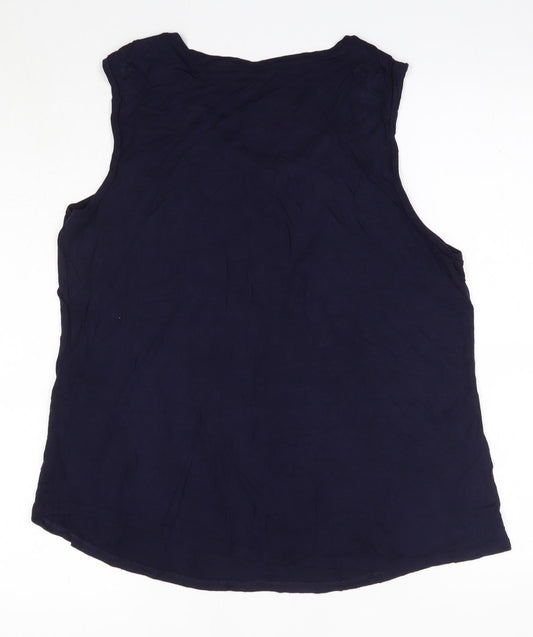 TU Womens Blue Viscose Basic Blouse Size 14 Round Neck - England 2018