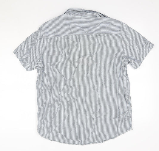 F&F Mens Multicoloured Striped Cotton Button-Up Size M Collared