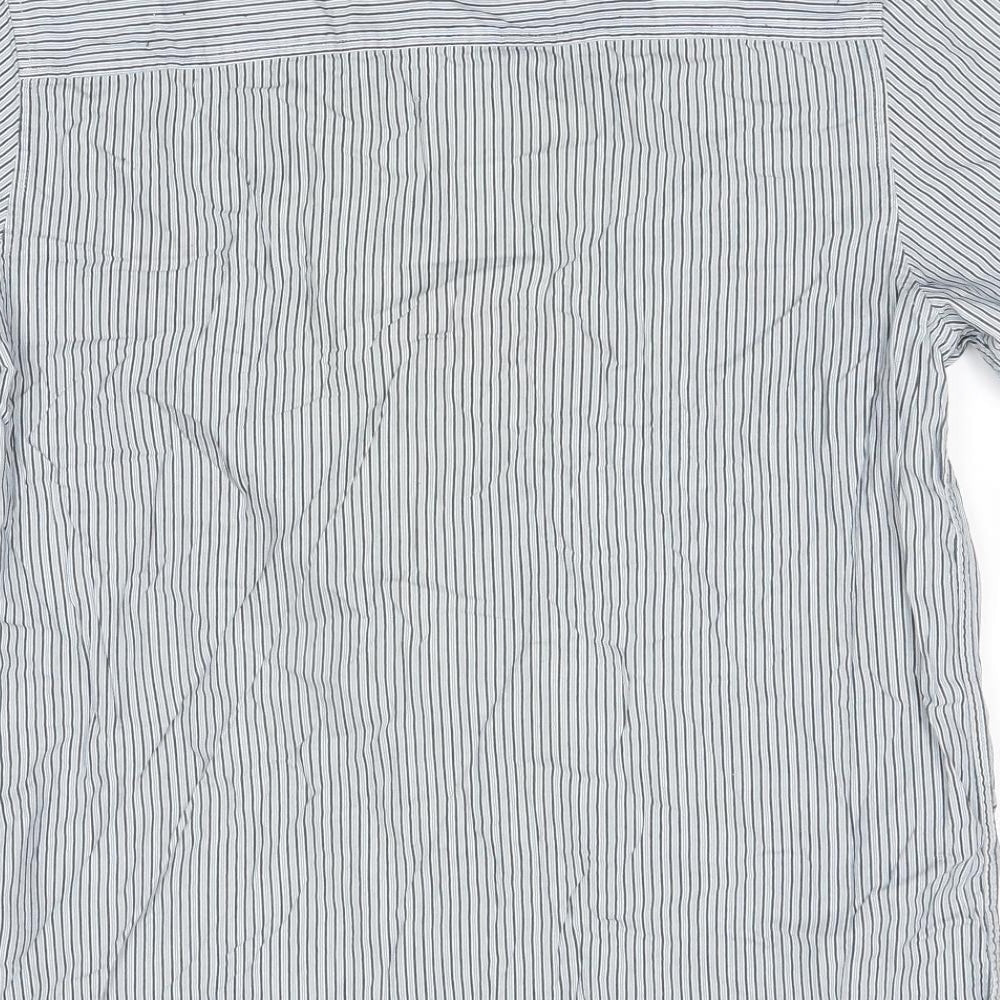 F&F Mens Multicoloured Striped Cotton Button-Up Size M Collared