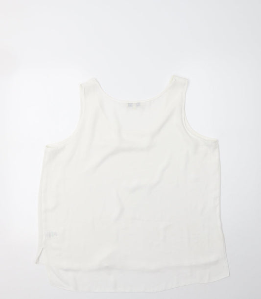Papaya Womens White Polyester Basic Tank Size 18 Round Neck