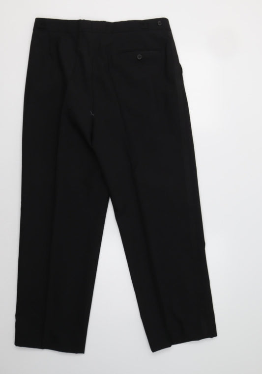 Preworn Mens Black Polyester Dress Pants Trousers Size 34 L29 in Regular