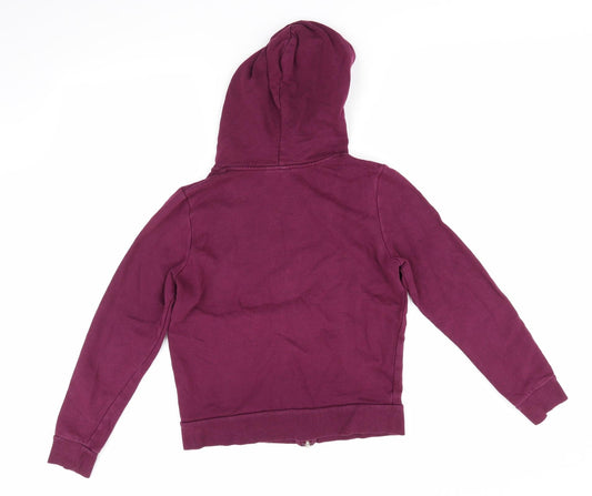 Back view of Divided women’s purple cotton full zip hoodie, size S, - plum coloured