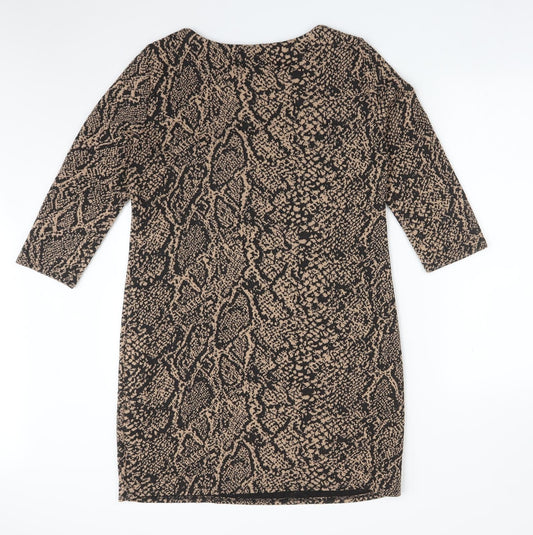 Dorothy Perkins Womens Multicoloured Animal Print Polyester A-Line Size 12 Round Neck
