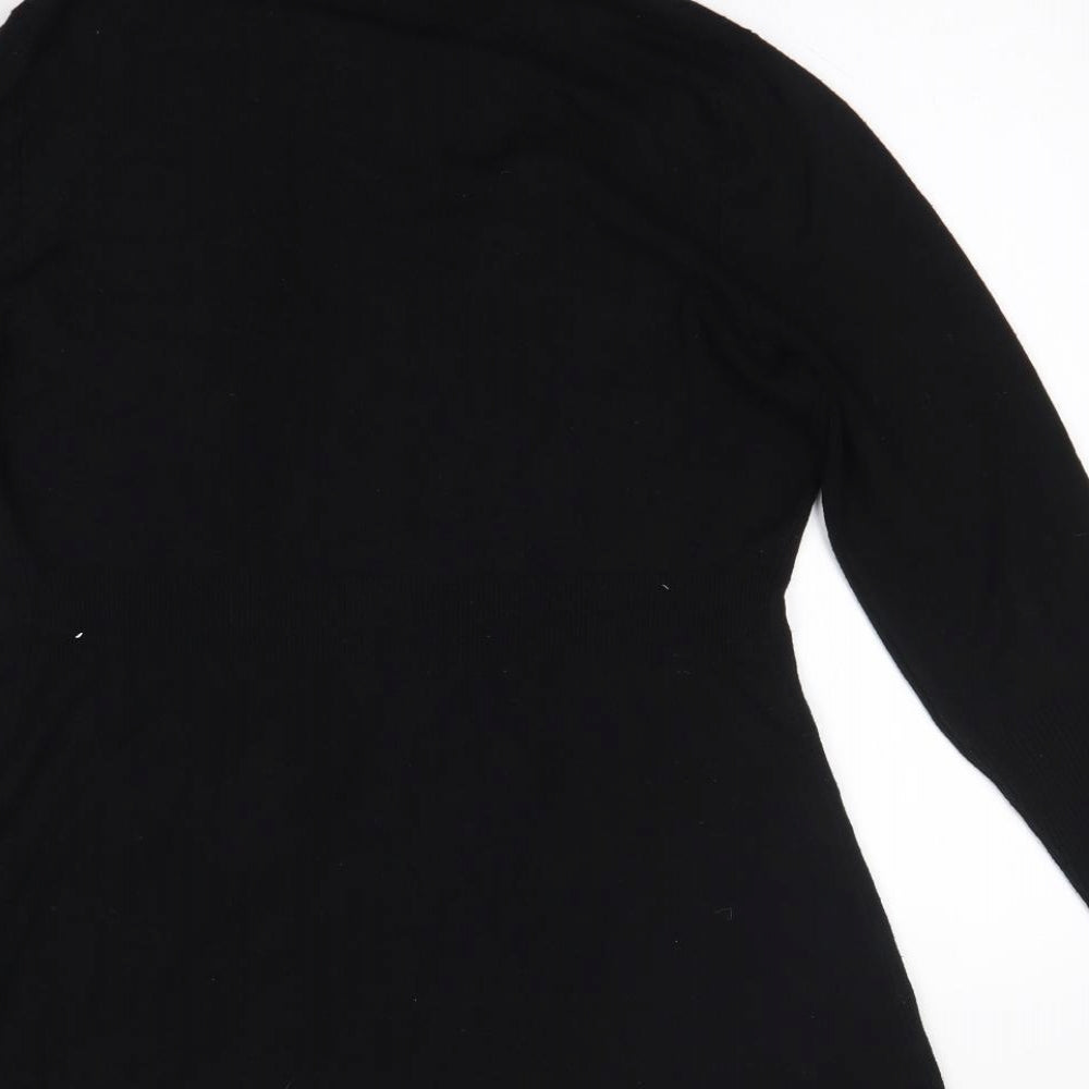 Brand and care label for M&Co women’s black v-neck viscose cardigan jumper, size M