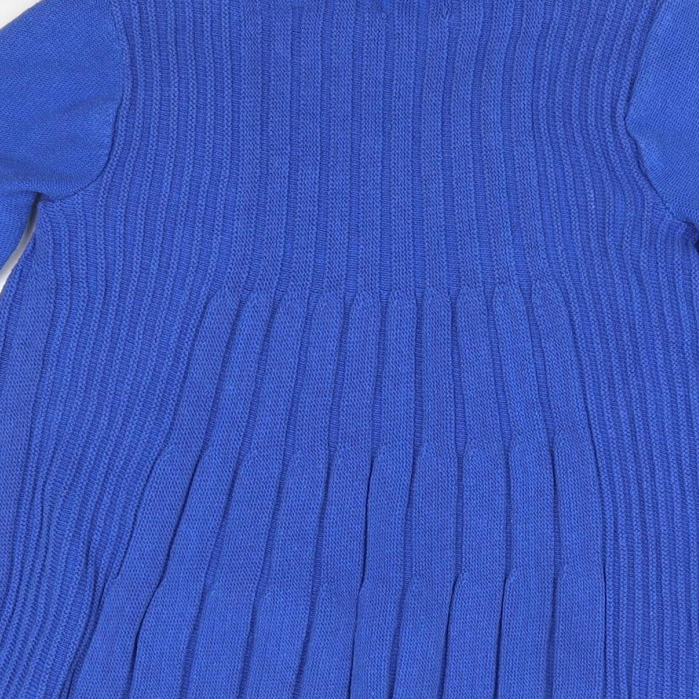 Lizzie Clarke Womens Blue V-Neck Cotton Cardigan Jumper Size M