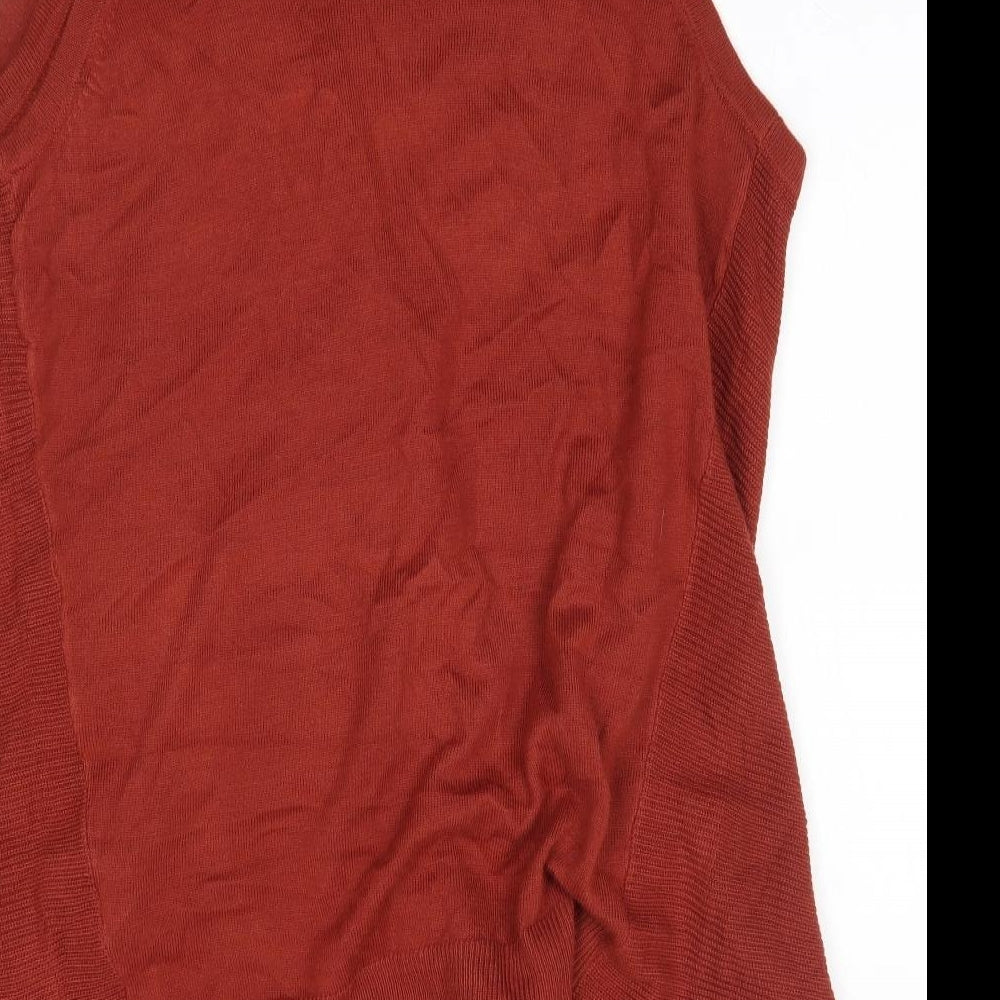 F&F Womens Orange V-Neck Acrylic Cardigan Jumper Size S