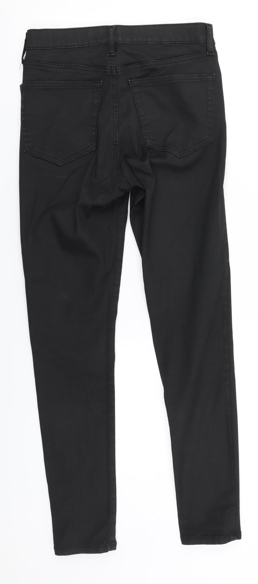 Topshop Womens Black Cotton Trousers Size 28 in L28 in Regular