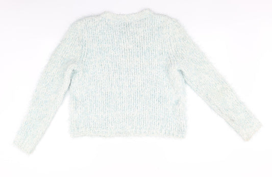 F&F Womens Grey Round Neck Striped Polyester Pullover Jumper Size 14