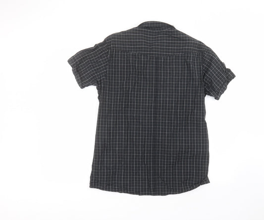 George Mens Black Striped Cotton Dress Shirt Size M Collared