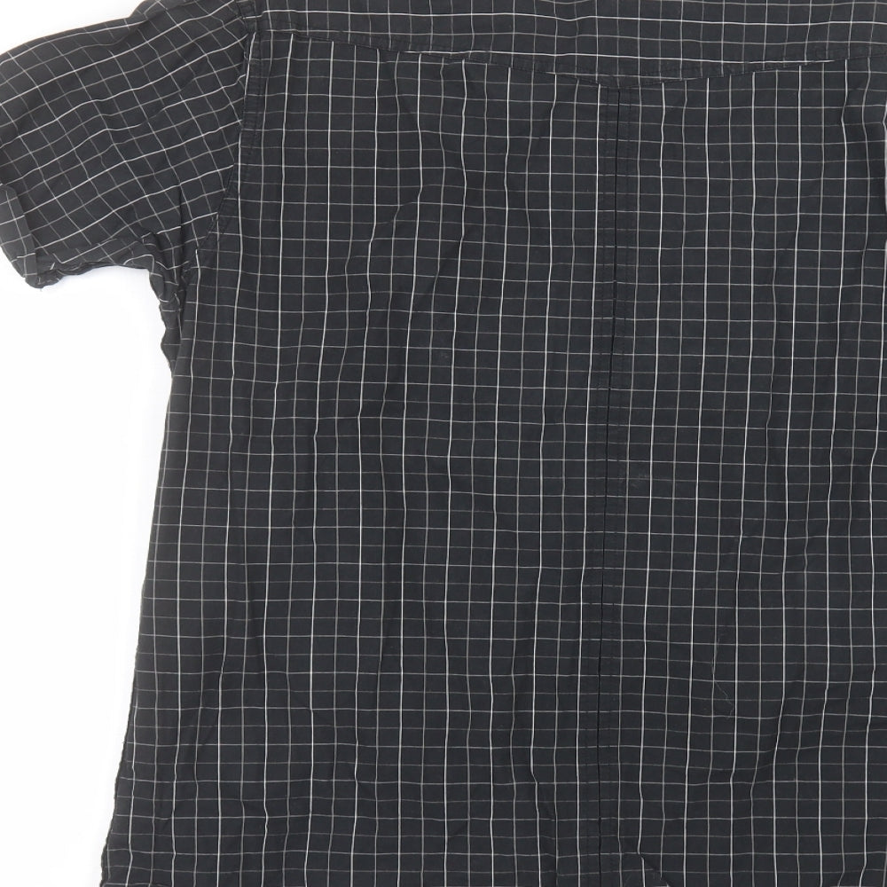 George Mens Black Striped Cotton Dress Shirt Size M Collared