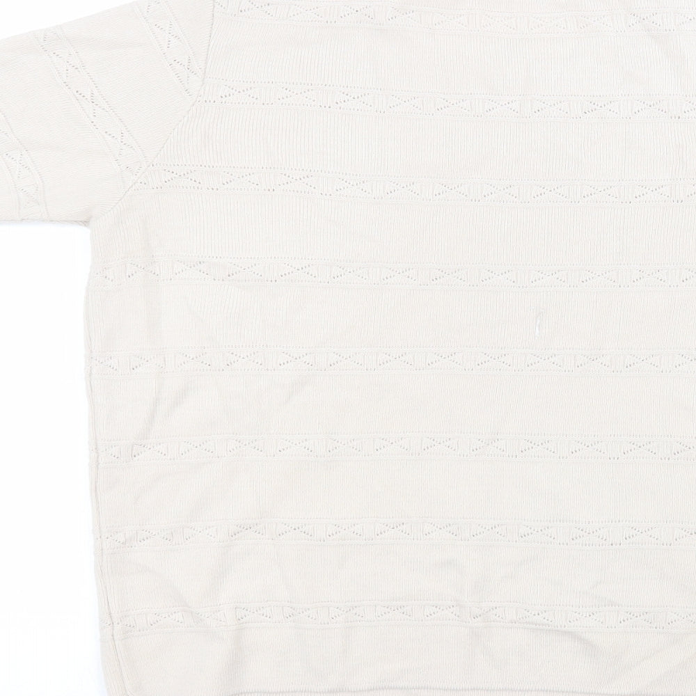 Berkertex Womens Beige Acrylic Basic T-Shirt Size 10 Round Neck