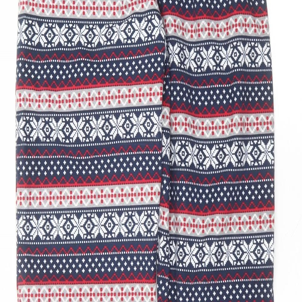 Brand and care label for F&F women’s blue striped polyester sweatpants, size S, 29-inch leg regular