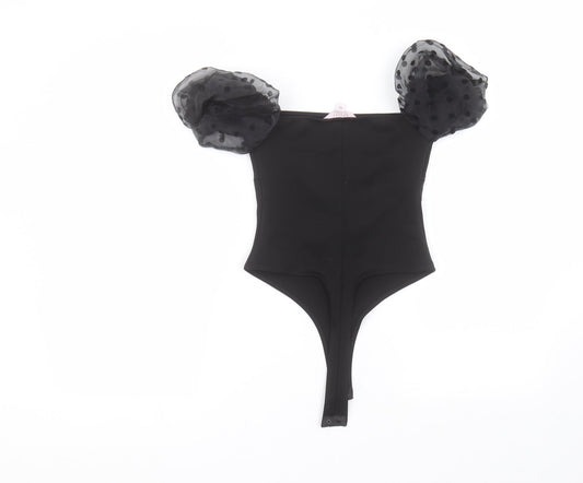 Miss Selfridge Womens Black Polyester Bodysuit One-Piece Size 4