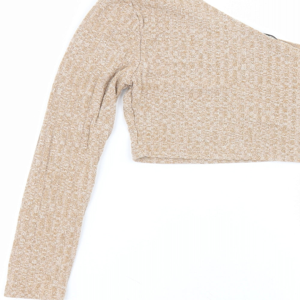 SheIn Womens Brown Cotton Basic T-Shirt Size L Round Neck