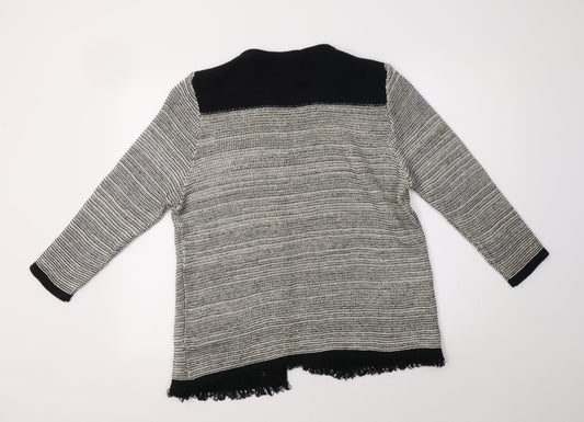 F&F Womens Grey Crew Neck Acrylic Cardigan Jumper Size 14