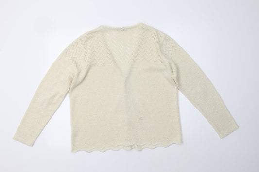 BM Womens Beige V-Neck Acrylic Cardigan Jumper Size M