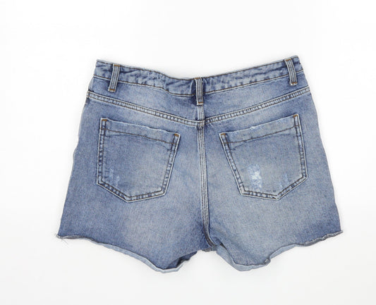 Topshop Womens Blue Cotton Cut-Off Shorts Size 28 in L3 in Regular