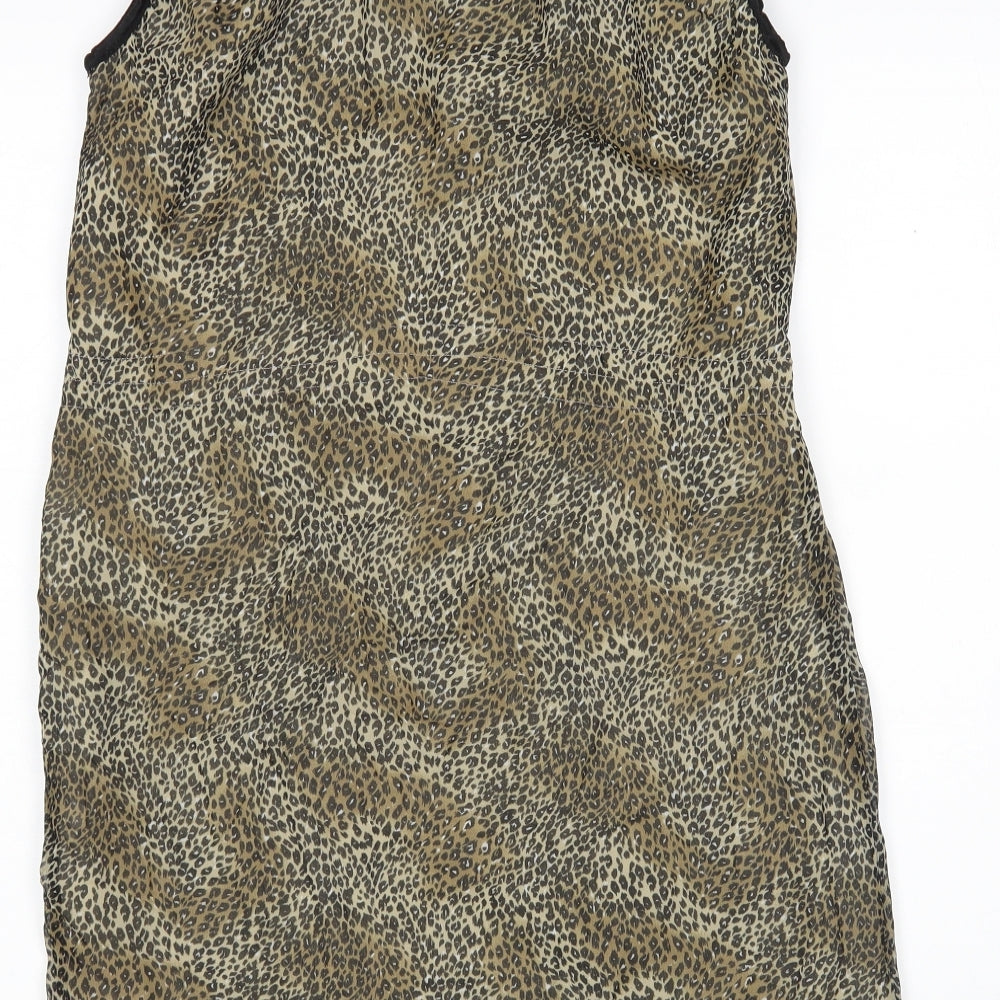 Glamorous Womens Multicoloured Animal Print Polyester Basic Blouse Size 8 Round Neck