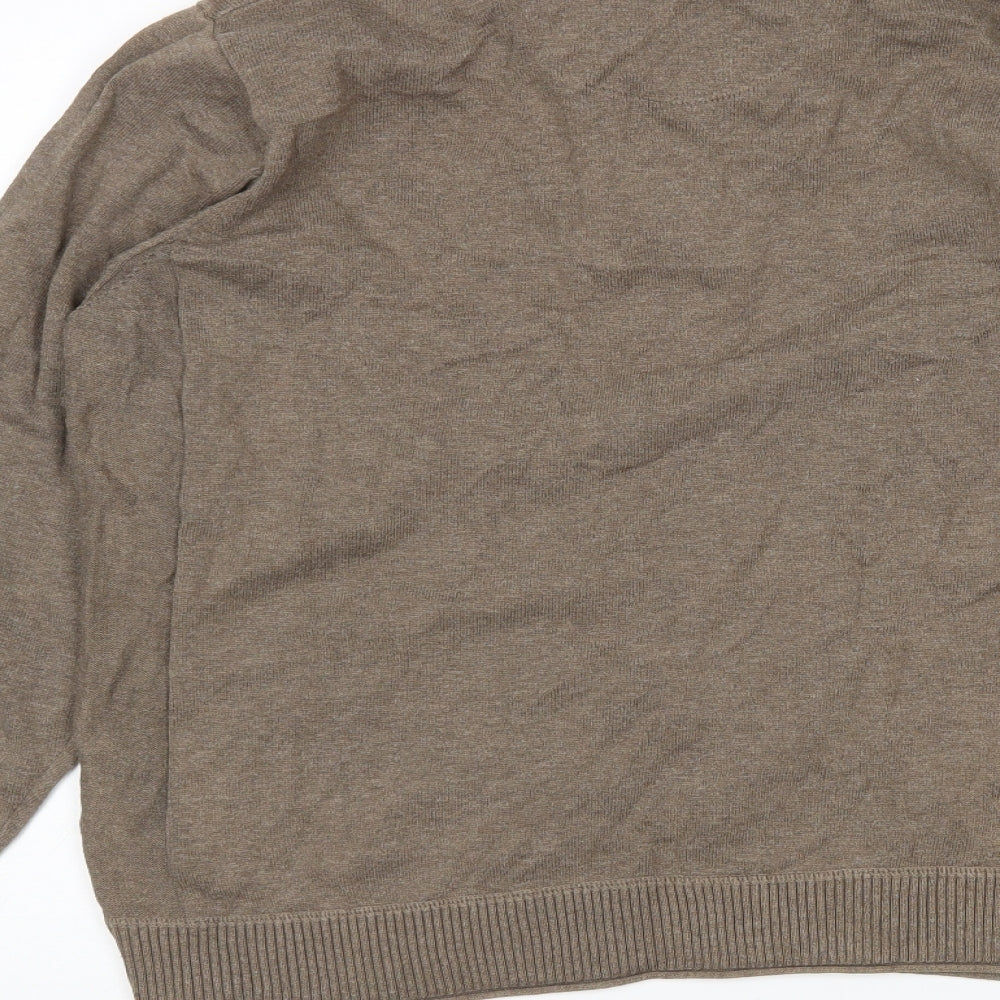 M&S Mens Brown Collared Cotton Pullover Jumper Size L