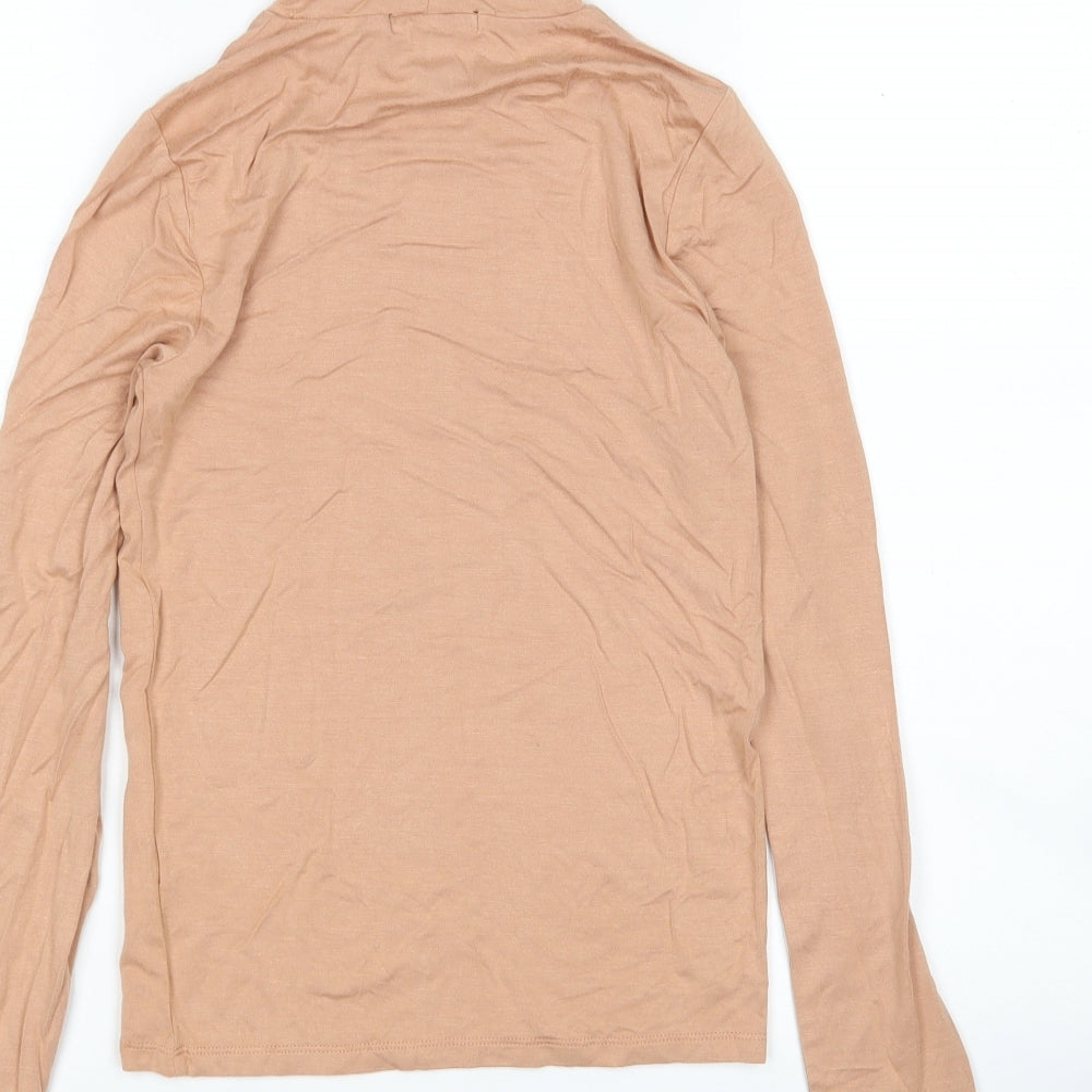 FOREVER 21 Womens Beige Basic T-Shirt Size S Roll Neck