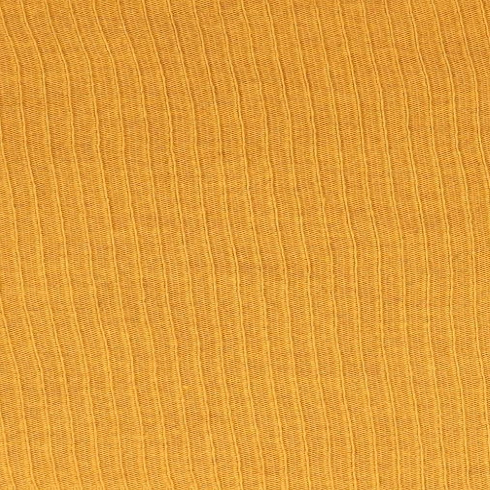 Brand and care label for Primark women’s gold high neck acrylic jumper, size XL, - buttons down arms soft texture