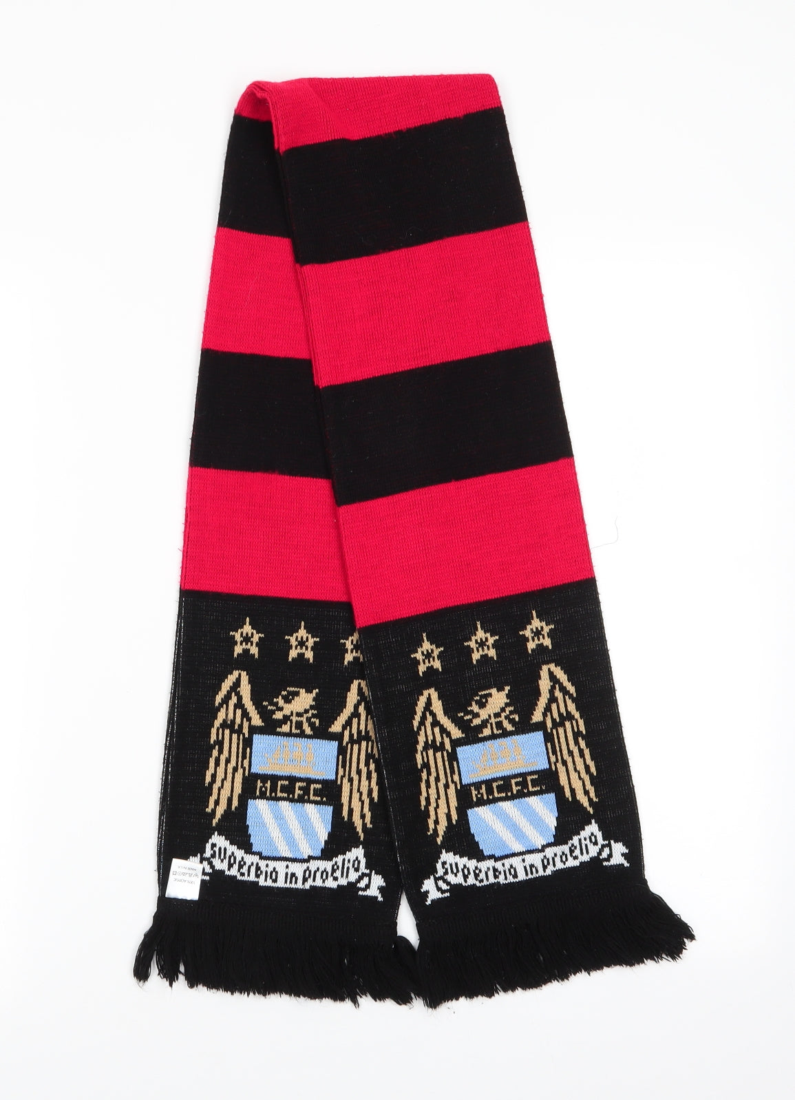 Preworn Unisex Black Striped Acrylic Scarf One Size - M.C.F.C. Black Red Stripes
