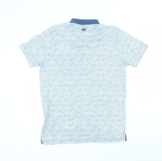 Duck and Cover Mens Blue Cotton Polo Size M Collared