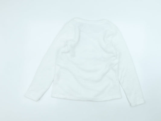 Primark Womens White Round Neck Polyester Pullover Jumper Size 8