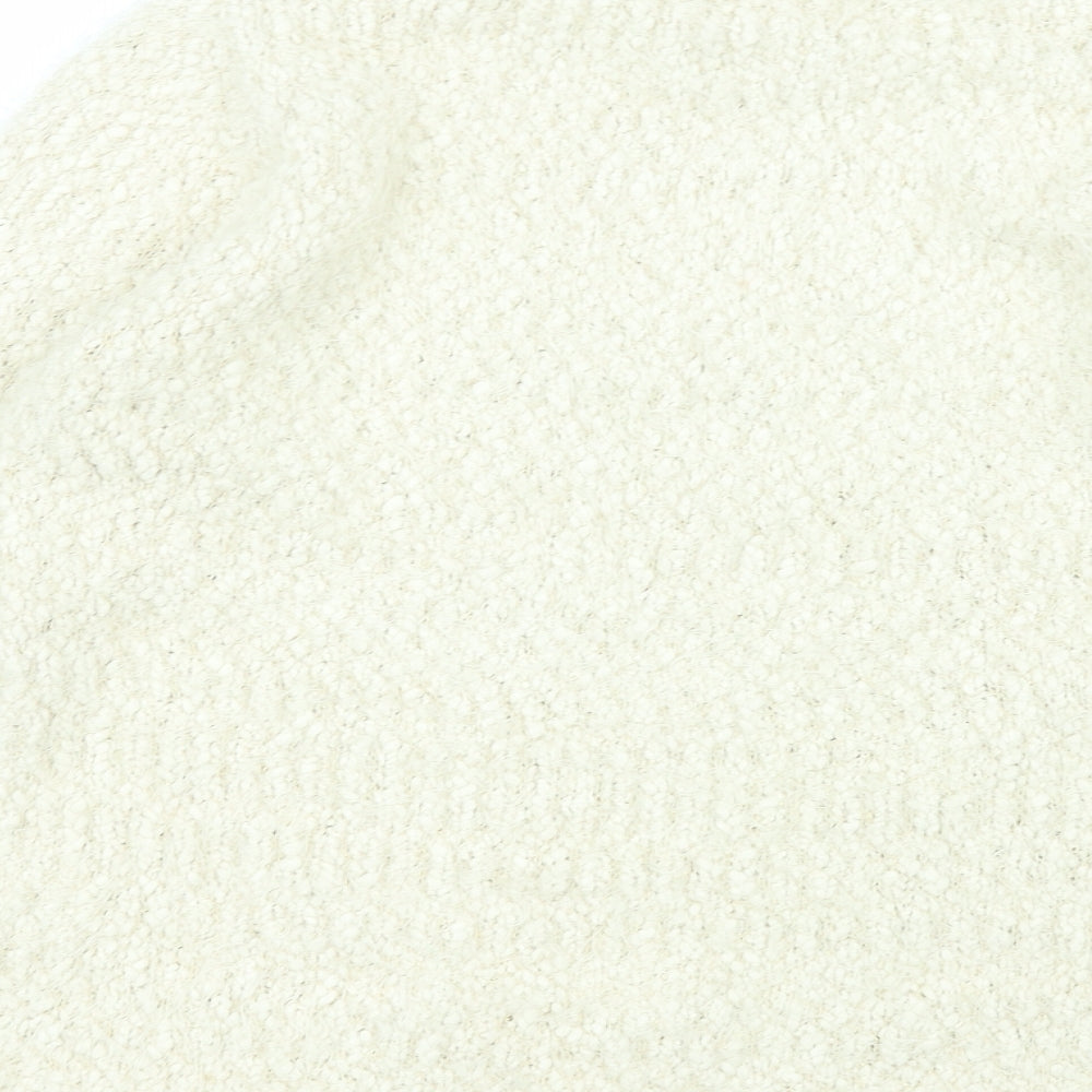 alexare Womens White Collared Polyester Pullover Jumper Size L