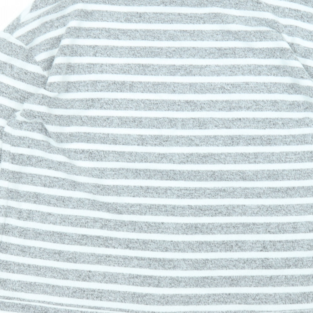 George Womens Grey Round Neck Striped Polyester Pullover Jumper Size S