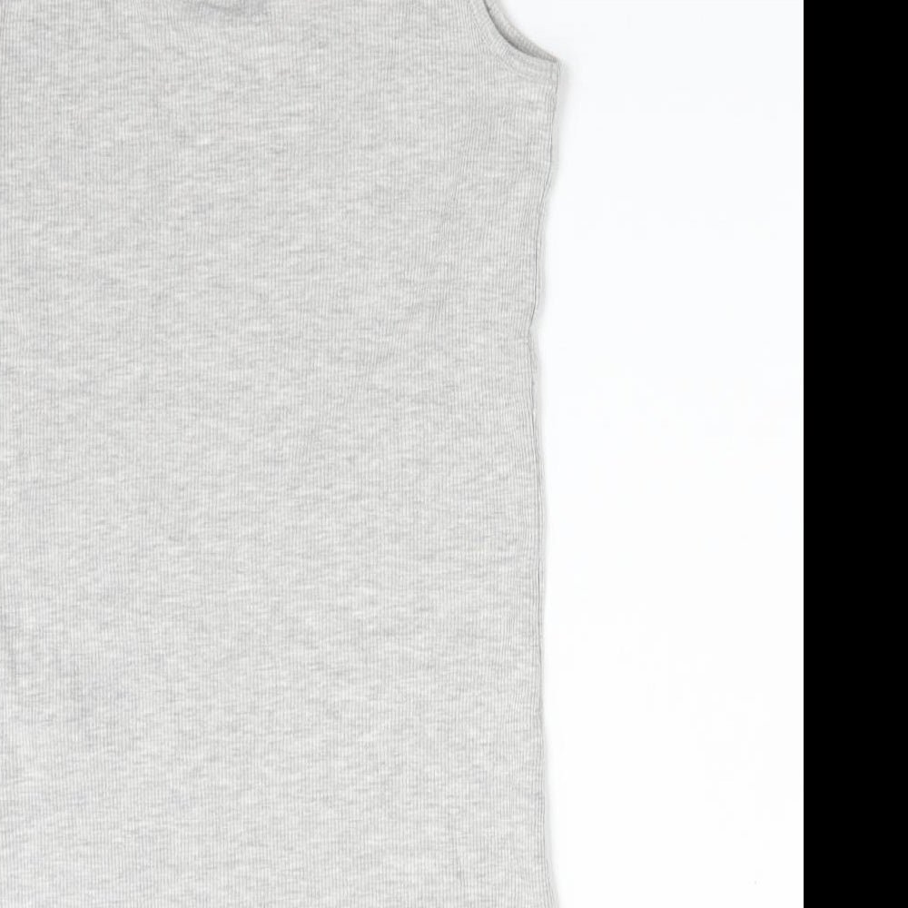 F&F Womens Grey Striped Cotton Basic Tank Size 8 Round Neck