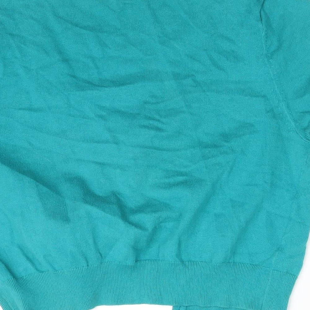 TU Womens Green Round Neck Cotton Cardigan Jumper Size 14