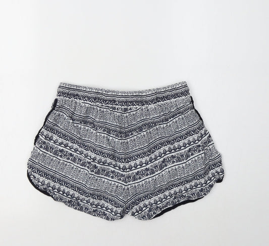 Primark Womens Blue Geometric Viscose Bermuda Shorts Size 8 L3 in Regular