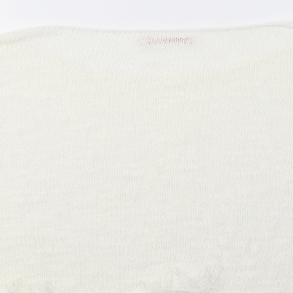 Miss Su Womens Ivory Boat Neck Acrylic Pullover Jumper Size L