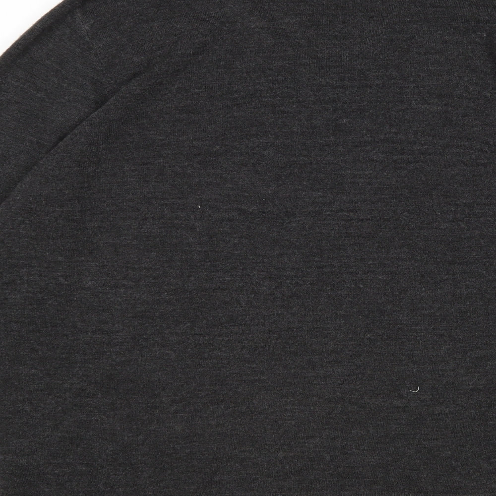 Brand and care label for Cedarwood State men’s grey v-neck acrylic jumper, size XL
