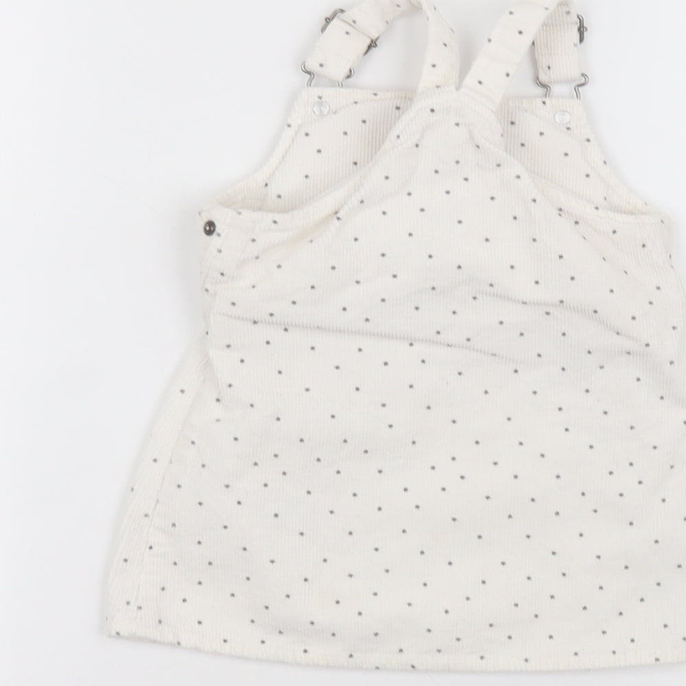 Primark Baby White Polka Dot Cotton A-Line Size 18-24 Months Square Neck