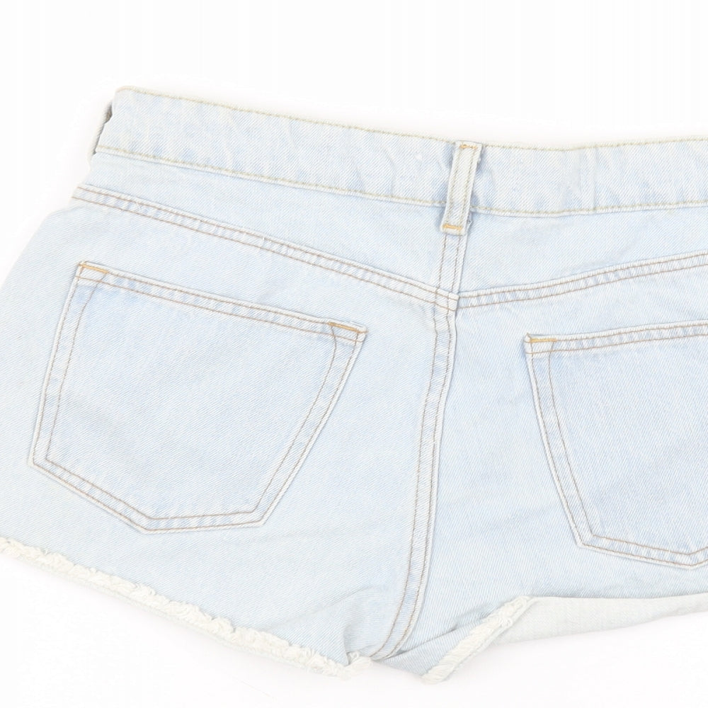 H&M Womens Blue Cotton Cut-Off Shorts Size 12 Regular