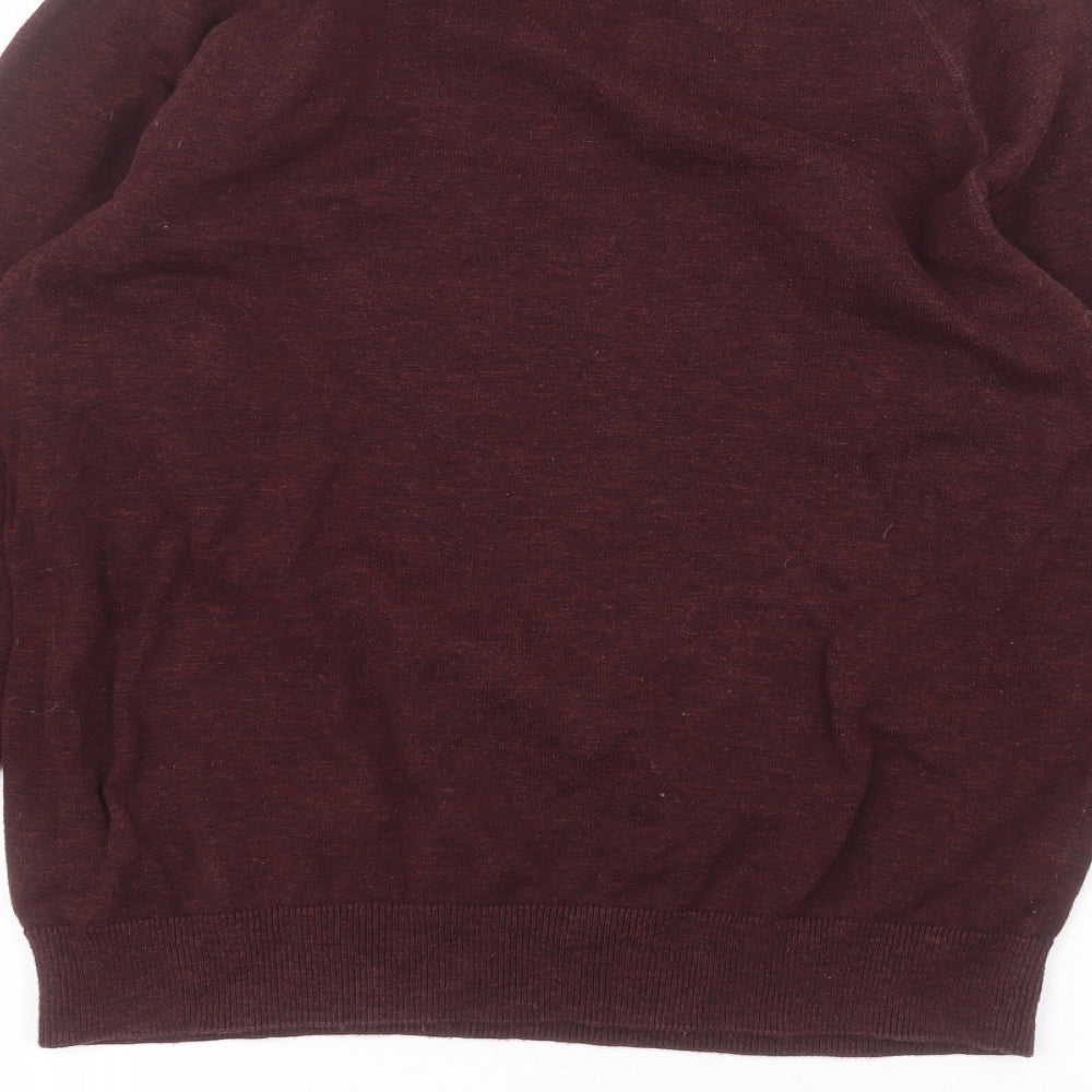 H&M Mens Red Round Neck Cotton Pullover Jumper Size M