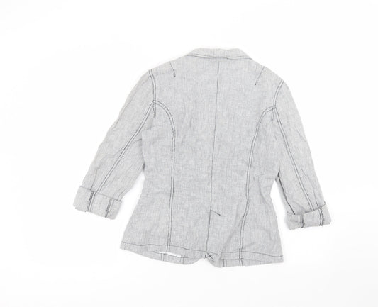 M&Co Womens White Striped Jacket Size 8